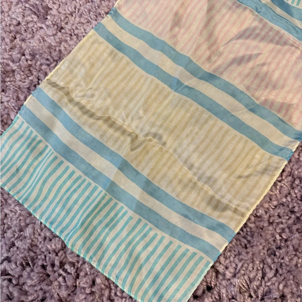 Striped Pastel and Cream Scarf 100% silk